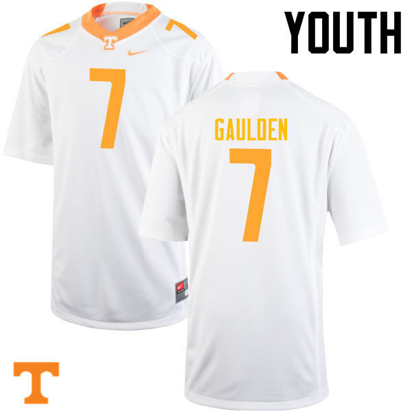 Youth #7 Rashaan Gaulden Tennessee Volunteers College Football Jerseys-White - Click Image to Close